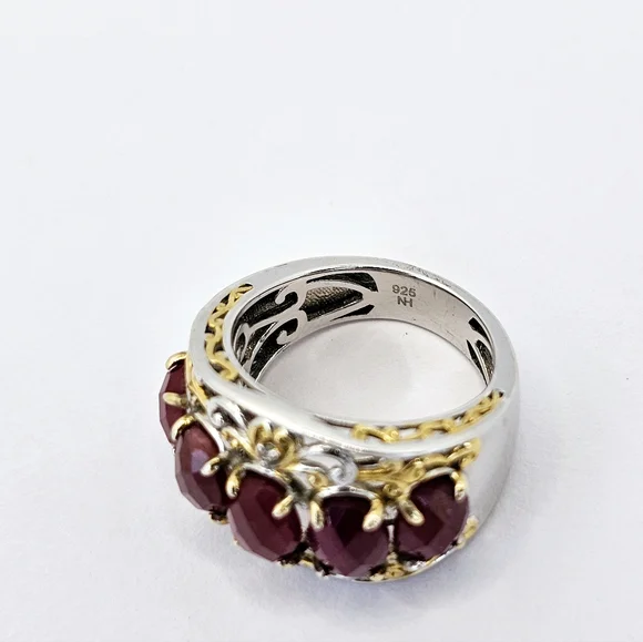 Genuine Rubies & Diamond Ring in Palladium Sterling Silver 18k Sz 6! See 2nd Pic - Picture 5 of 6
